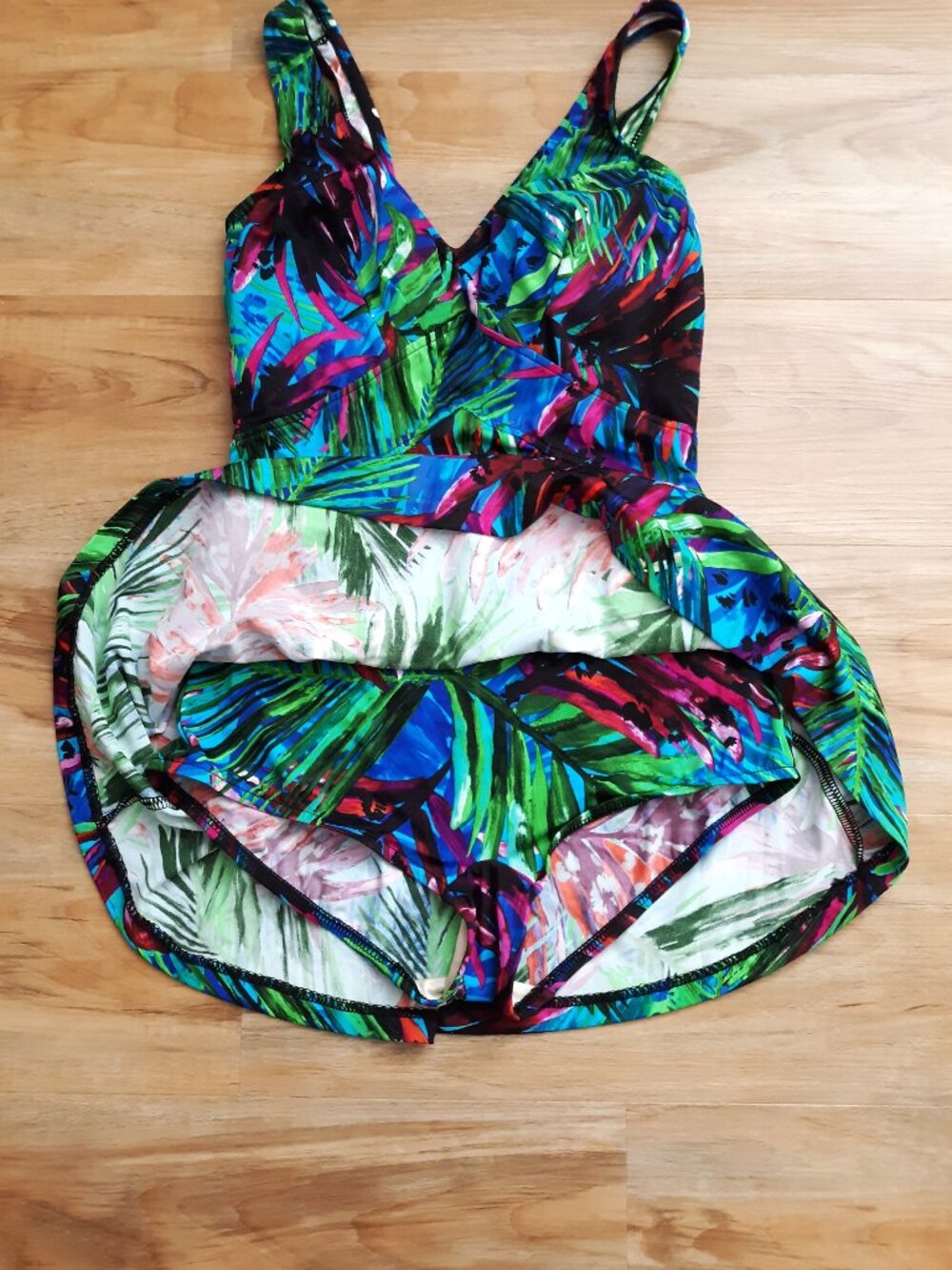 Maxine Of Hollywood Tropical Neon One Piece Full Coverage Vintage Swimsuit - Picture 3 of 5